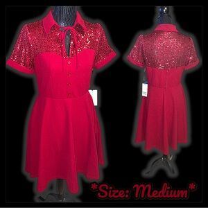 NWT: Unique Vintage - Burgundy Sequin Lace Fit & Flare Dress (SIZE MEDIUM)